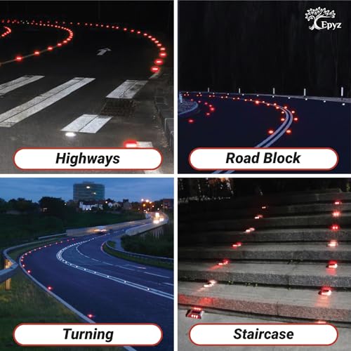Epyz Solar Road Stud Light Outdoor Waterproof 6 LED Deck Lights for Driveway, Dock, Markers, Step, Staircase, Garden, Ground [ Aluminium Alloy ] [ Pack of 1, Red Flashing ] - Image 2