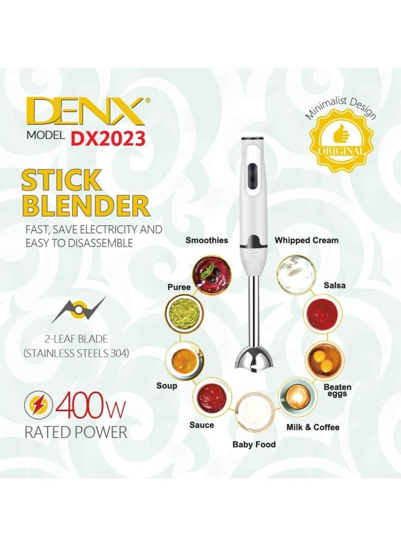 دينكس خلاط يدوي كهربائي بقوة 400 واط مع شفرات من الفولاذ المقاوم للصدأ، خلاط يدوي محمول بمقبض، يُستخدم في الخلط والهرس والخفق وخلط الحساء والعصائر والصلصات والمزيد، DX2023 - Image 3