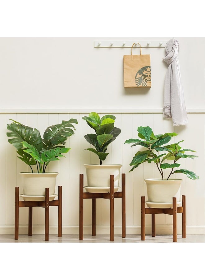 Rubik Plant Stand Tall, Bamboo Wooden Empty Bottom Elevated Flower Pot Holder Rack for Home Office Decor (Brown)  - Image 2