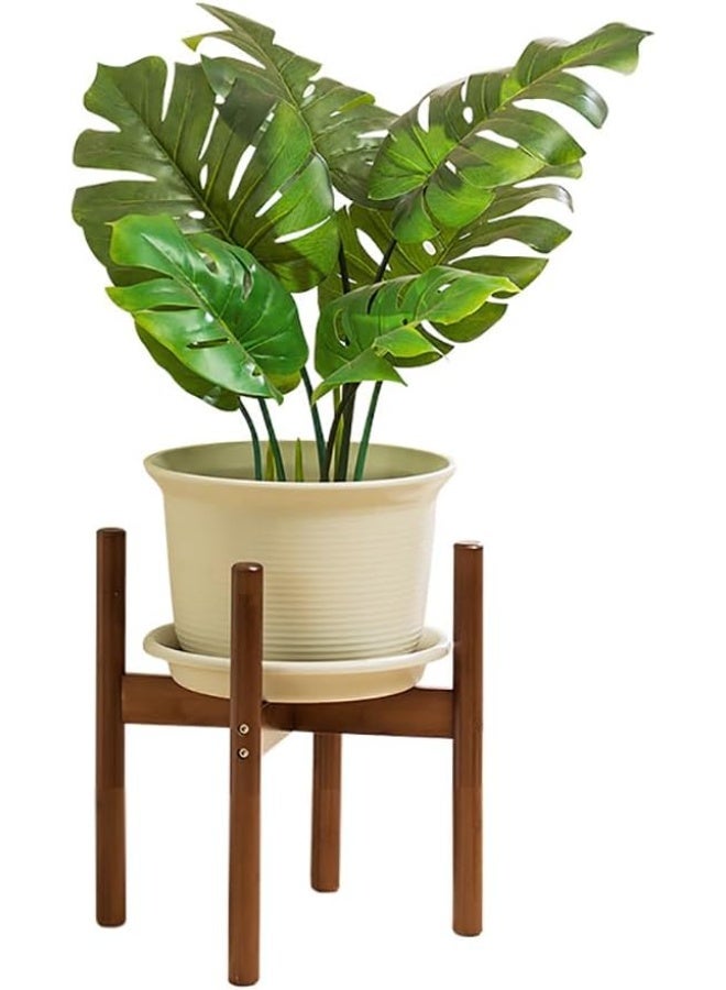 Rubik Plant Stand Tall, Bamboo Wooden Empty Bottom Elevated Flower Pot Holder Rack for Home Office Decor (Brown)  - Image 1