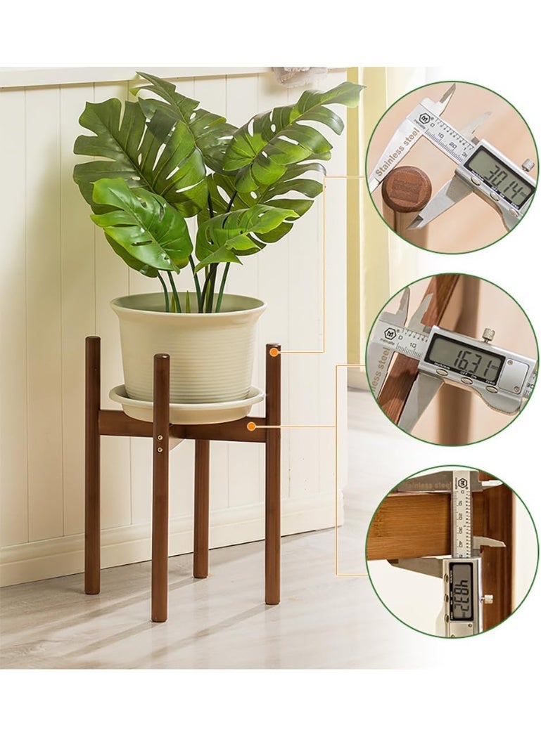Rubik Plant Stand Tall, Bamboo Wooden Empty Bottom Elevated Flower Pot Holder Rack for Home Office Decor (Brown)  - Image 4