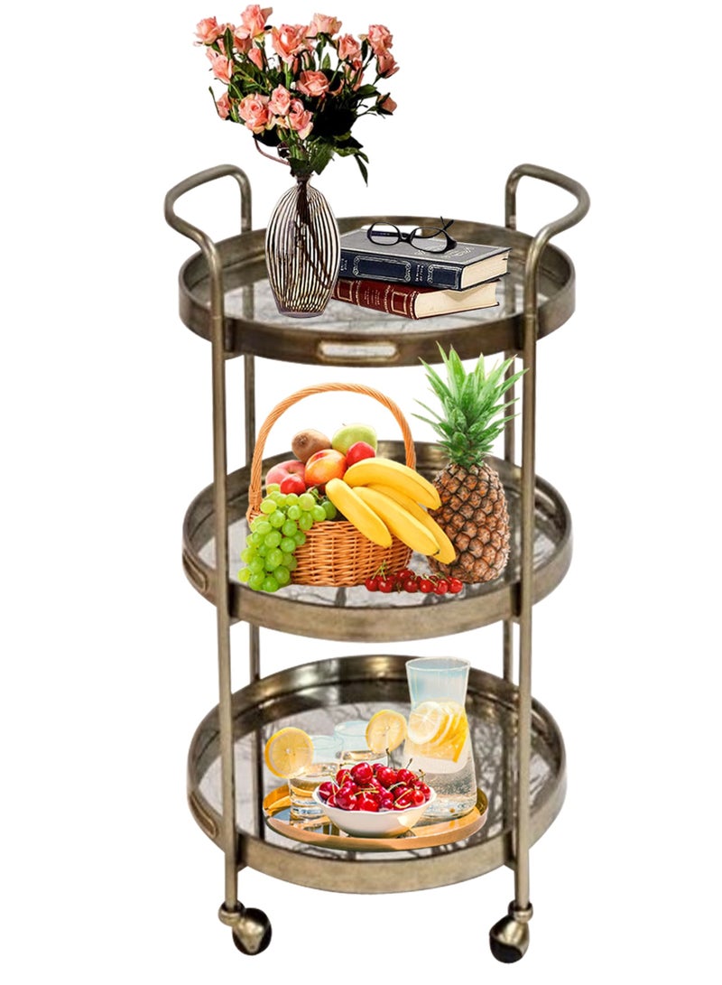 3-Tier Storage Trolley Service Cart for Bedroom Kitchen Dining Room - Image 1