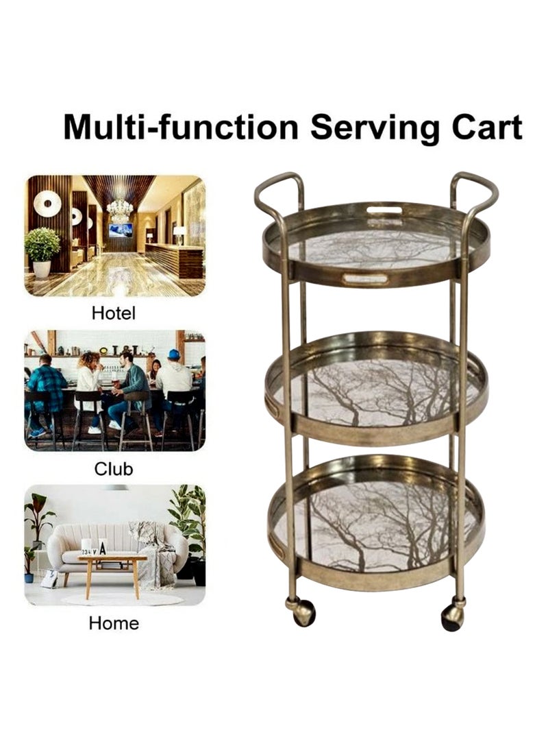 3-Tier Storage Trolley Service Cart for Bedroom Kitchen Dining Room - Image 5