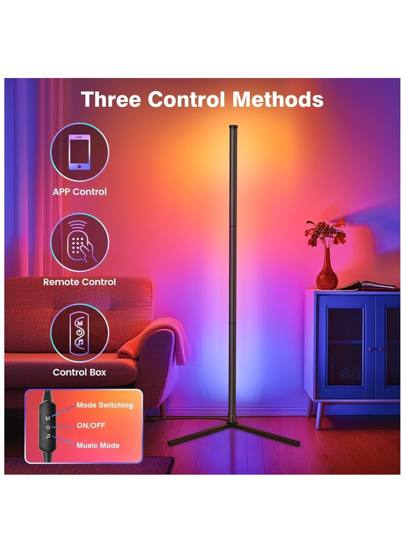 NNEWVANTE مصباح زاوية LED، مصباح زاوية RGB مع تطبيق وجهاز تحكم عن بعد، 16 مليون لون و68+ مشهد لتغيير الألوان مع مزامنة الموسيقى لغرفة المعيشة، غرفة النوم، غرفة الألعاب - Image 2