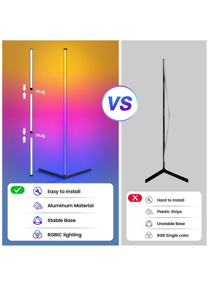 NNEWVANTE مصباح زاوية LED، مصباح زاوية RGB مع تطبيق وجهاز تحكم عن بعد، 16 مليون لون و68+ مشهد لتغيير الألوان مع مزامنة الموسيقى لغرفة المعيشة، غرفة النوم، غرفة الألعاب - Image 3