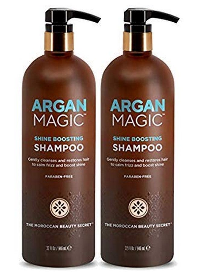 ARGAN MAGIC Shine Boosting Shampoo - Gently Cleanses And Restores Hair To Calm Frizz And Boost Shine | Made In Usa, Paraben Free, Cruelty Free (32 Ounce / 2 Pack)  - Image 1