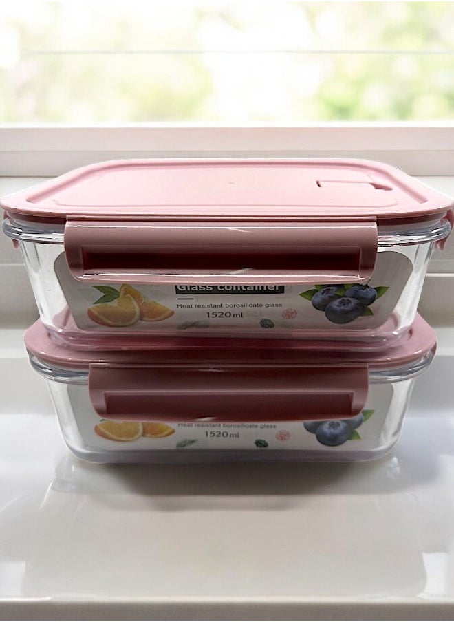 YOLO - Yolo Airtight Borosilicate Glass Food Container Set of 2 Pieces with Size 1520ml each - Image 1