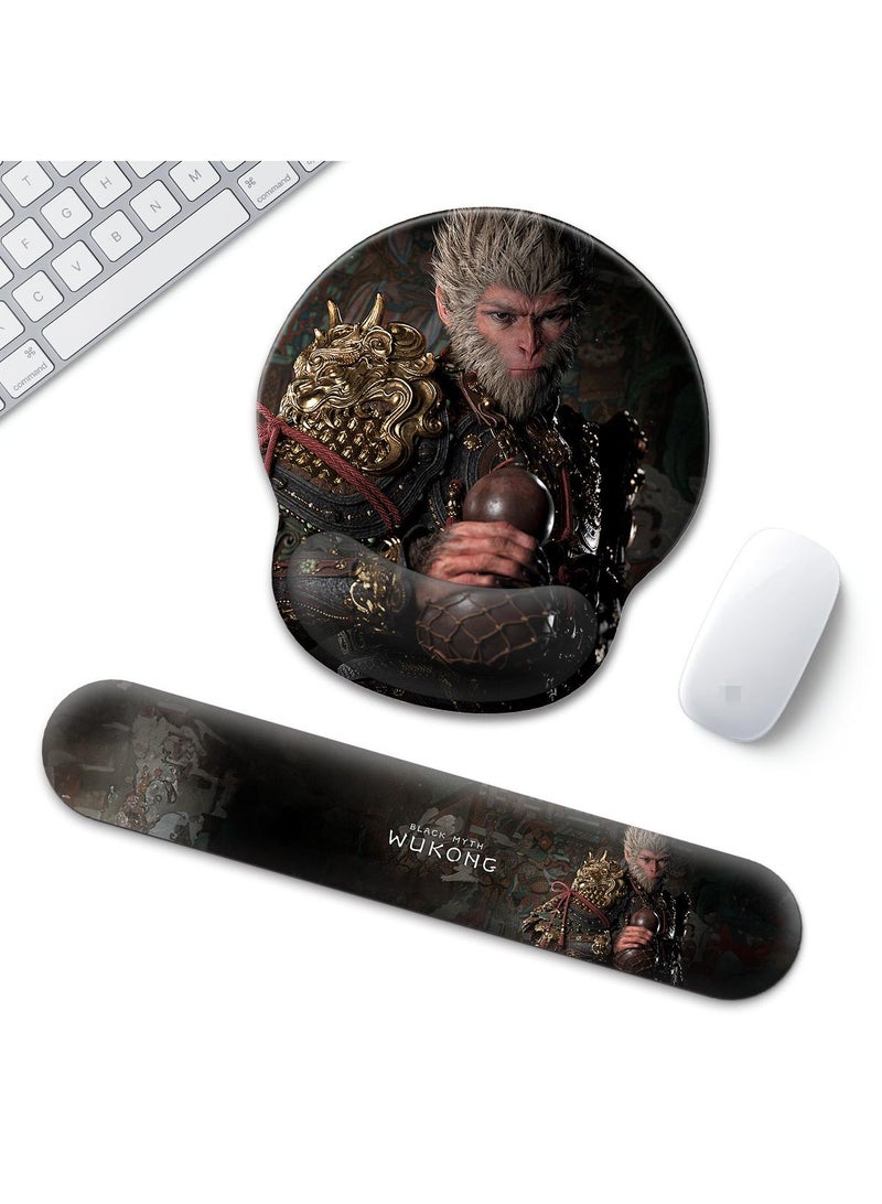 Y&D Black Myth Wukong Enlarged Superfine Fiber Soft Smooth Memory Foam Ergonomic Mouse Pad Keyboard Wrist Rest Comfortable for Desktop Laptop Mac or Gaming Stress Free Typing - Image 1