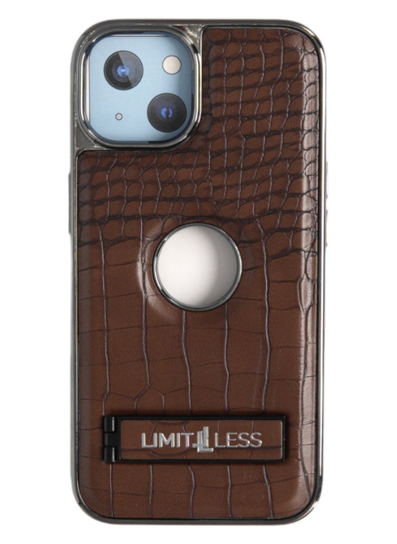 LIMITLESS Leather Case for iPhone 15 Plus, Back Protector Slim Fit, Soft Grip Luxury Leather Cover, Logo Cutouts, Anti-Scratch Full Phone Back Case with Shockproof and Fall Protection, Dark Brown  - Image 1