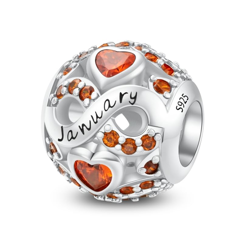 ChenYuTe Birthstone Charms for Bracelet 925 Sterling Silver Bead Charm Happy Birthday Charm Jewelry Gift for Women