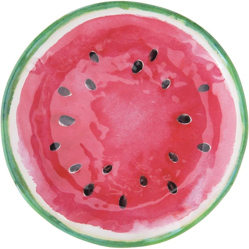 UP UPware Watermelon Melamine Round Dessert Plates Small Serving Plates for Appetizer Snacks and Side Dishes Red 6 Inch Set of 4 - Image 3
