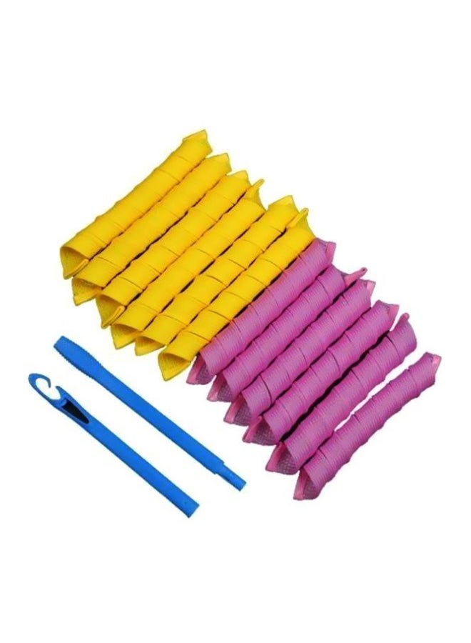 18-Piece Nylon Hair Roller Set Pink/Green/Blue