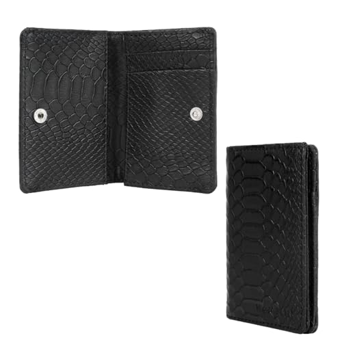 HAMELIN Unisex Ultra Slim Card Wallet | Vegan Leather Business Credit & Debit Cards Holder | Stylish and Classy Purse | Durable Long Lasting Card Cases & Money Organizer | 11 x 7.5 x 1 cm | Black Croc - Image 1
