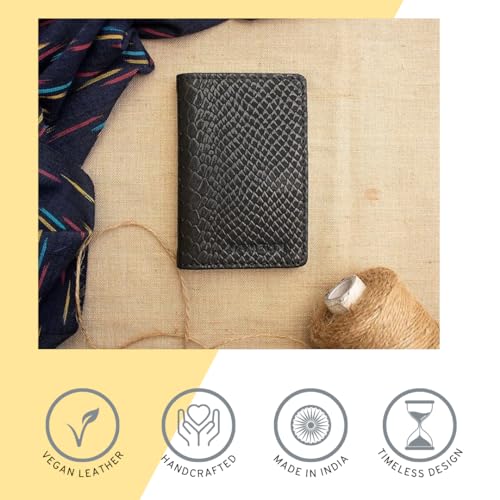 HAMELIN Unisex Ultra Slim Card Wallet | Vegan Leather Business Credit & Debit Cards Holder | Stylish and Classy Purse | Durable Long Lasting Card Cases & Money Organizer | 11 x 7.5 x 1 cm | Black Croc - Image 2