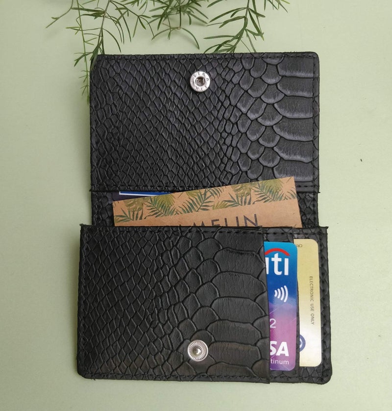 HAMELIN Unisex Ultra Slim Card Wallet | Vegan Leather Business Credit & Debit Cards Holder | Stylish and Classy Purse | Durable Long Lasting Card Cases & Money Organizer | 11 x 7.5 x 1 cm | Black Croc - Image 5