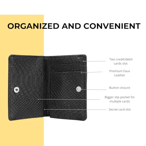 HAMELIN Unisex Ultra Slim Card Wallet | Vegan Leather Business Credit & Debit Cards Holder | Stylish and Classy Purse | Durable Long Lasting Card Cases & Money Organizer | 11 x 7.5 x 1 cm | Black Croc - Image 3