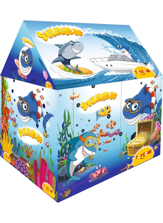 Toy Zone TOY ZONE Tent House Play Set- Shark | Kids Tent House | Shark Kids Tent | Light Weight | Outdoor & Indoor Play Tent | Easy to Assemble | for Age 2+ Years  - Image 1