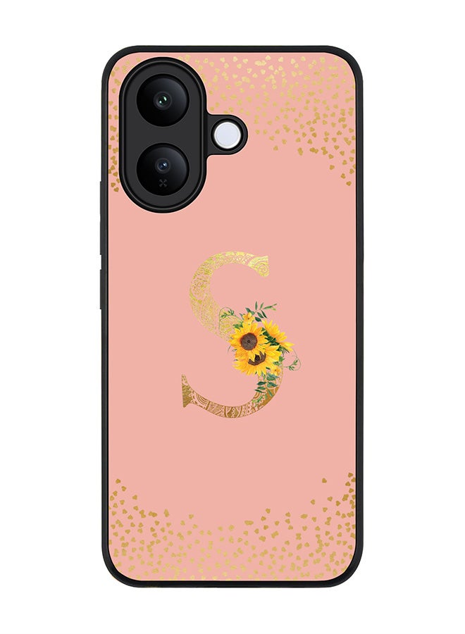 For vivo V60 Lite 5G / V60 Lite 4G Case,Slim fit Camera Protection, Shockproof Thin Phone cover  - Custom Floral Monogram - S  (Rose Pink )