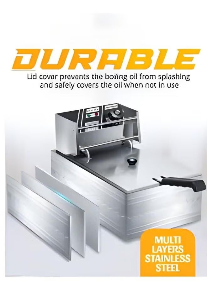 إلترازون Stainless Steel 6L Deep Oil Fryer with Removable Basket & Oil Container, Jumbo Capacity, Adjustable Temperature & Timer, Ideal for Chicken, Fries, Shrimp, Chips & More - Image 5