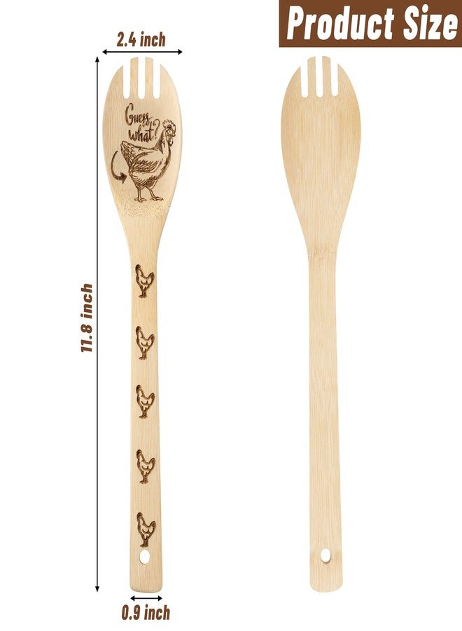 Eartim Rooster Chicken Wooden Spoons Utensils Set - 5Pcs Non-Stick Cooking Utensils Carve Burned Bamboo Spoons Spatula Kitchen Cookware Gadget Decor Kit Farmhouse Housewarming Present Gift for Parents - Image 3