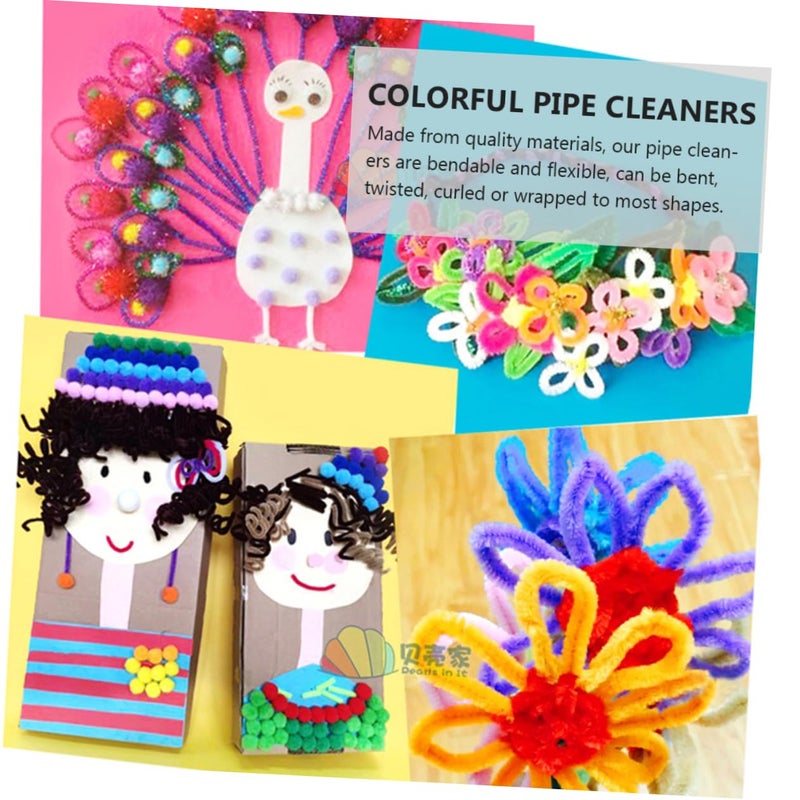 مجموعة أدوات الحرف اليدوية DIY مع عصي الشينيل والعصي الخشبية لمشاريع الفن التعليمي الإبداعي - Image 4