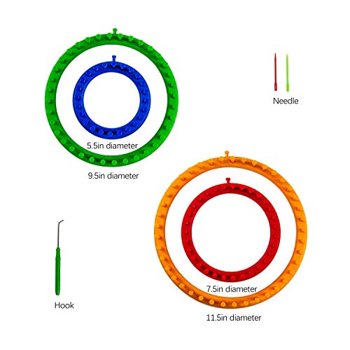 Frola Knitting Loom Craft Kit - 6 Round Knitting and 4 Long Knitting Include Hook Needle, Pompom Maker for Crochet, Hat, Scarf - Image 5