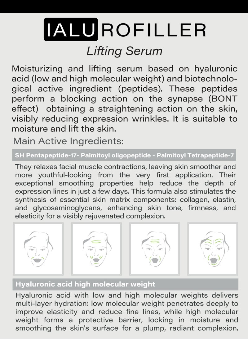 Bioesthe Hydrating Hyaluronic Acid Serum with Biomimetic Peptides (Ialurofiller) – Anti-Aging, Wrinkle-Reducing, Collagen-Boosting Formula – Deep Moisturization & Skin Smoothing – 30ml - Image 3