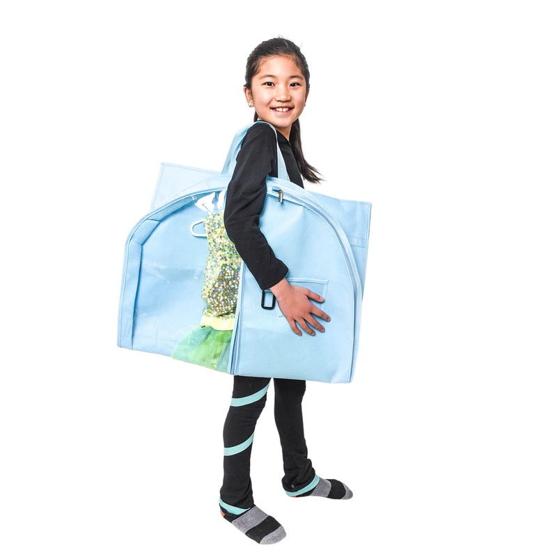 Waterproof Hanging Garment Bag 40 inch Clothes Bag with Gusset 5 Pockets  Side Zip for Dance Costumes Sports Skating Theatre Beauty Pageants Cheer  More by Kendall Country Sky Blue