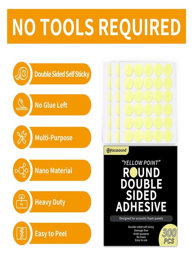 Focusound 300 Pack Yellow Point Double-Sided Adhesive Dots for Acoustic Soundproofing Foam Panels - Image 2