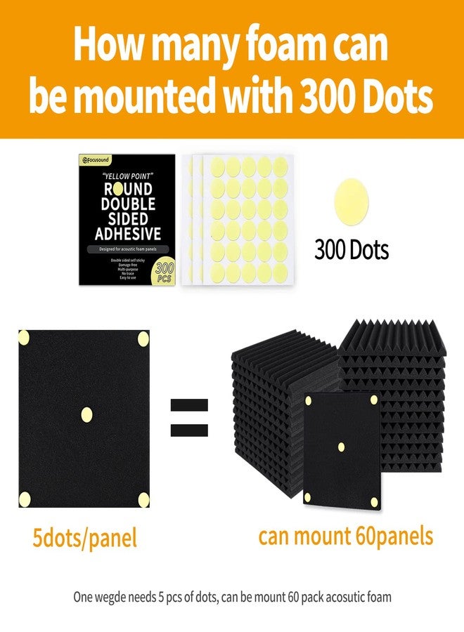 Focusound 300 Pack Yellow Point Double-Sided Adhesive Dots for Acoustic Soundproofing Foam Panels - Image 4