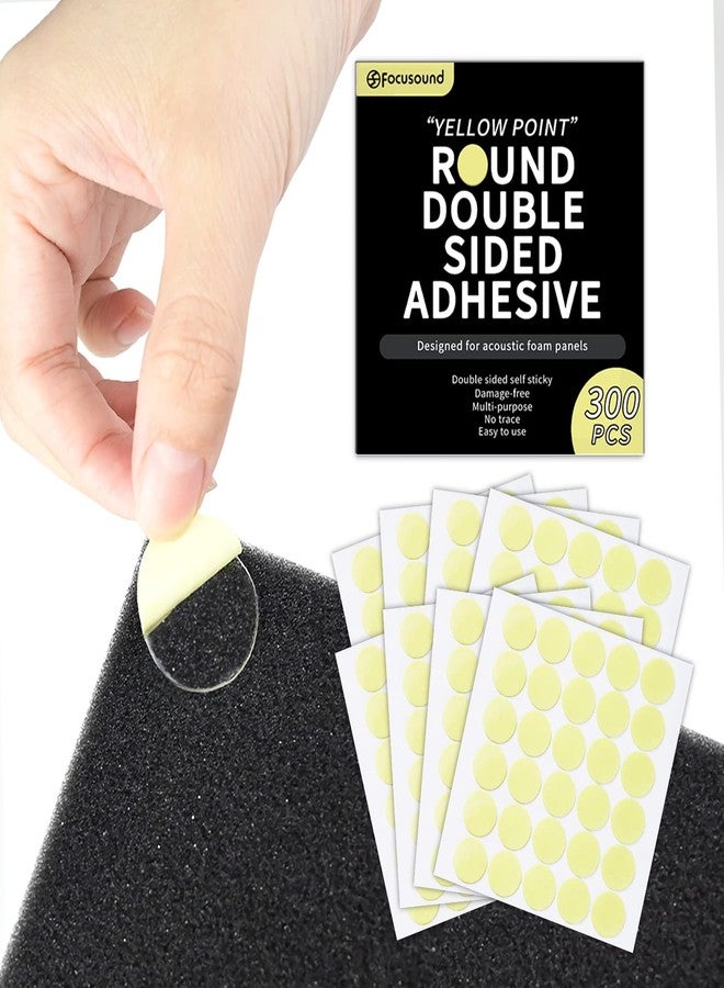 Focusound 300 Pack Yellow Point Double-Sided Adhesive Dots for Acoustic Soundproofing Foam Panels - Image 1