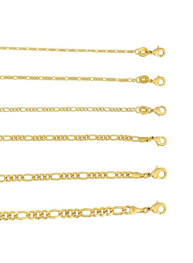 Barzel 18K Gold Plated Figaro Bracelet - Made In Brazil (5MM, 8 Inches) - Image 3