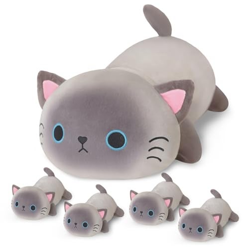 SQEQE Siamese Cat Stuffed Animals 5 in 1 Cute Siamese Cat Plush with 4 Babies in Tummy Christmas Birthday Gifts for Boys and Girls - Image 1