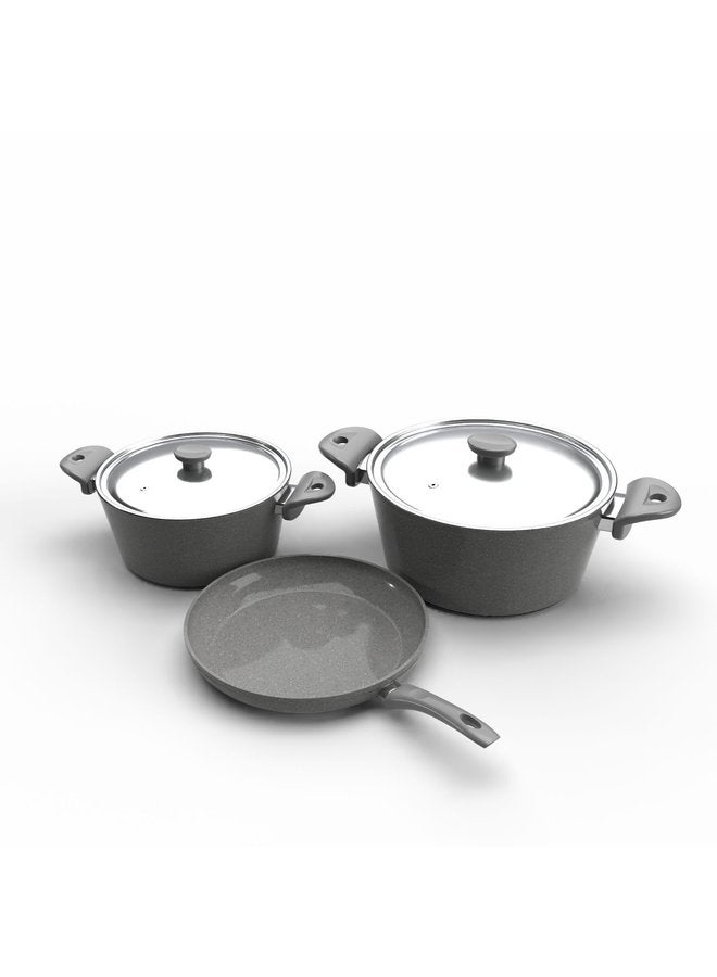 Cooking Set5 Pieces Pot (20-24 + Frypan 24 ) Grey