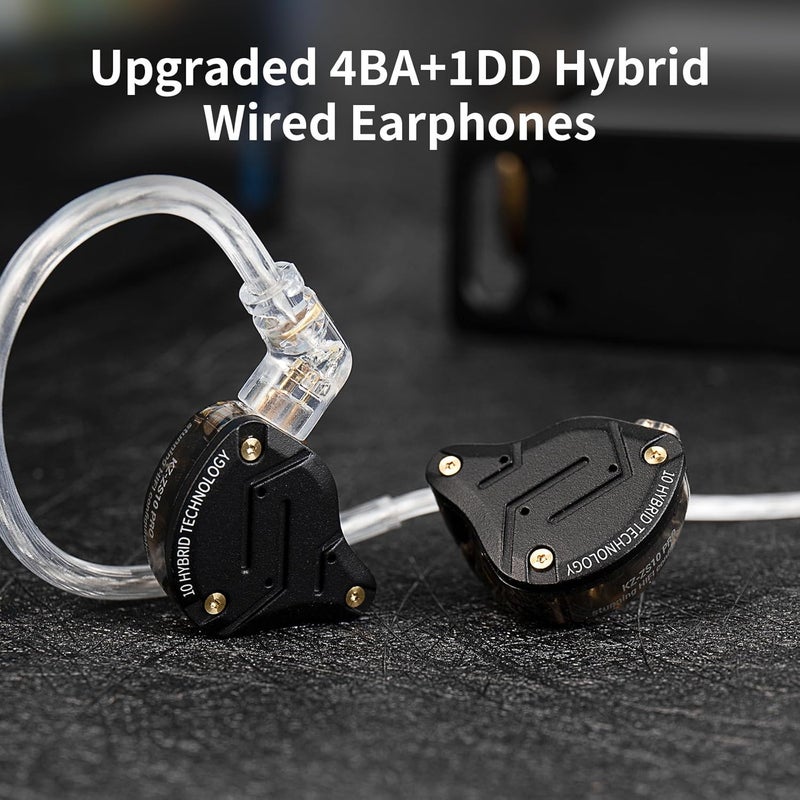 Kinboofi أفضل سماعة رأس سلكية، KZ ZS10 Pro IEM مراقبة داخل الأذن، 4BA 1DD سماعات أذن سلكية KZ متعددة المشغلات، سماعة IEM، مراقبة على المسرح للمغني وعازف الجيتار والدرامز (ذهبي، مع ميكروفون)... - Image 5
