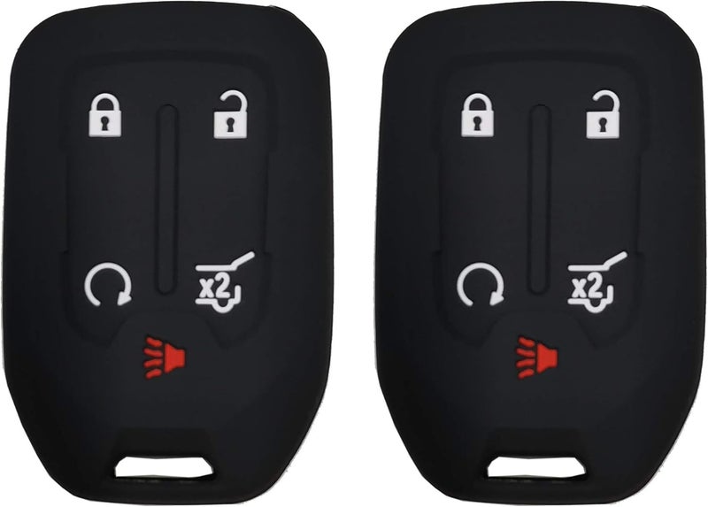 Arruweer 2 قطعة غطاء مفتاح ذكي واقي مناسب لـ GMC Acadia Terrain Yukon Chevrolet Suburban Tahoe، غلاف جهاز التحكم عن بعد للدخال بدون مفتاح، حامل واقي للمفاتيح (أسود 2 قطعة) - Image 1