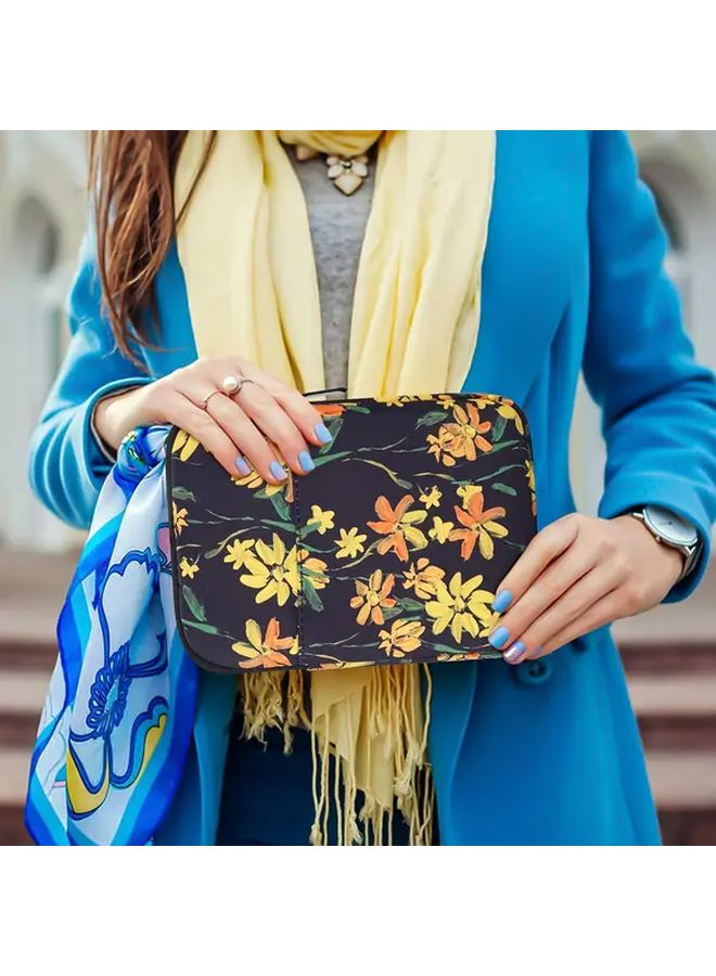 Dark Gray 7 Inch Floral Tablet Sleeve Nylon Protective Case Travel Bag - Image 1