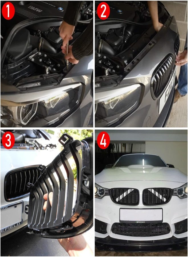 Jaronx غطاء دعامة V متوافق مع سيارات BMW من جارونكس، أغطية تقليم دعامة V للشبكة الأمامية متوافقة مع سيارات BMW من طرازات 1'F20 F21/2'F22 F23/3'F30 F31 F34/4'F32 F33 F36/5' G30 G31/6'G32/7'G11 G12/8'G14 (أبيض) - Image 5