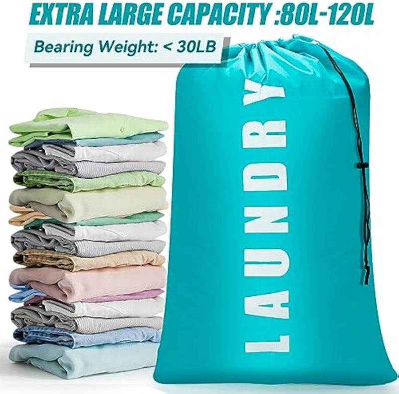 Isink Laundry Bag,2 Pack Travel Laundry Bags for Dirty Clothes,Large Laundry Bags for Camping & Traveling,Dirty Clothes Travel Bag, Travel Essentials 24" x 36" (Cyan + Gray) - Image 5