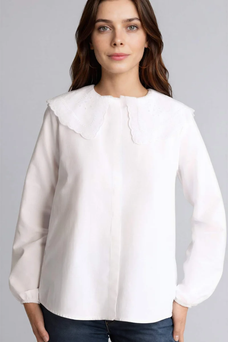 ديفاكتو Regular Fit Poplin Long Sleeve Tunic