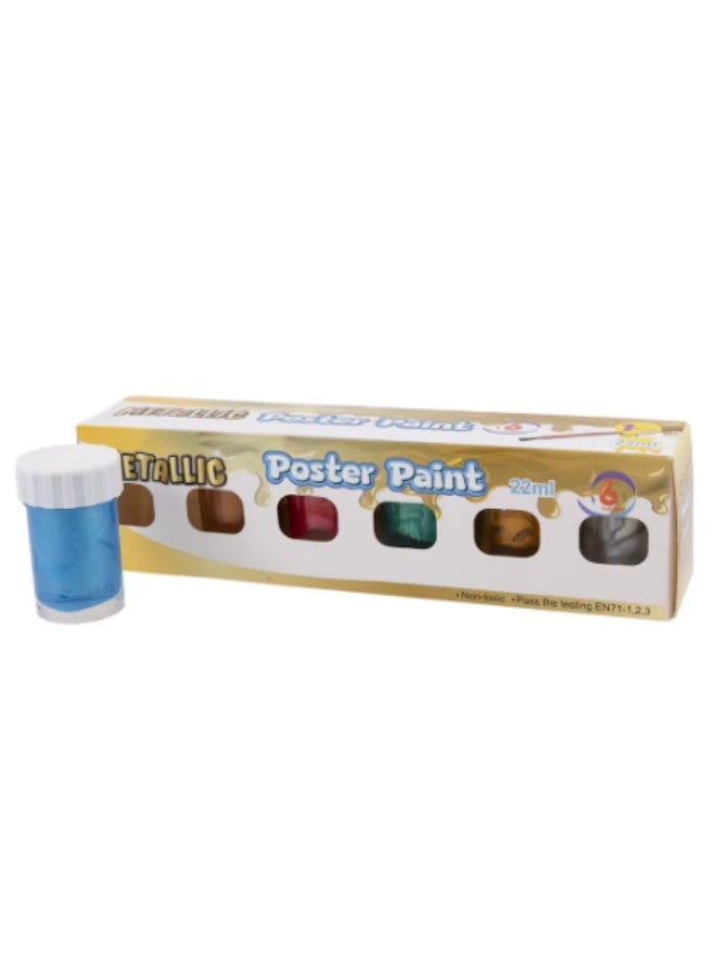 Metallic Poster Paint Set - 6 Vibrant Colors - Image 1