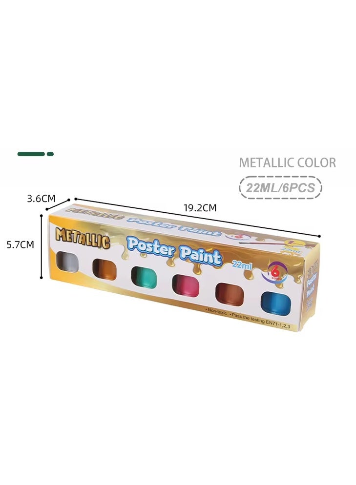Metallic Poster Paint Set - 6 Vibrant Colors - Image 2