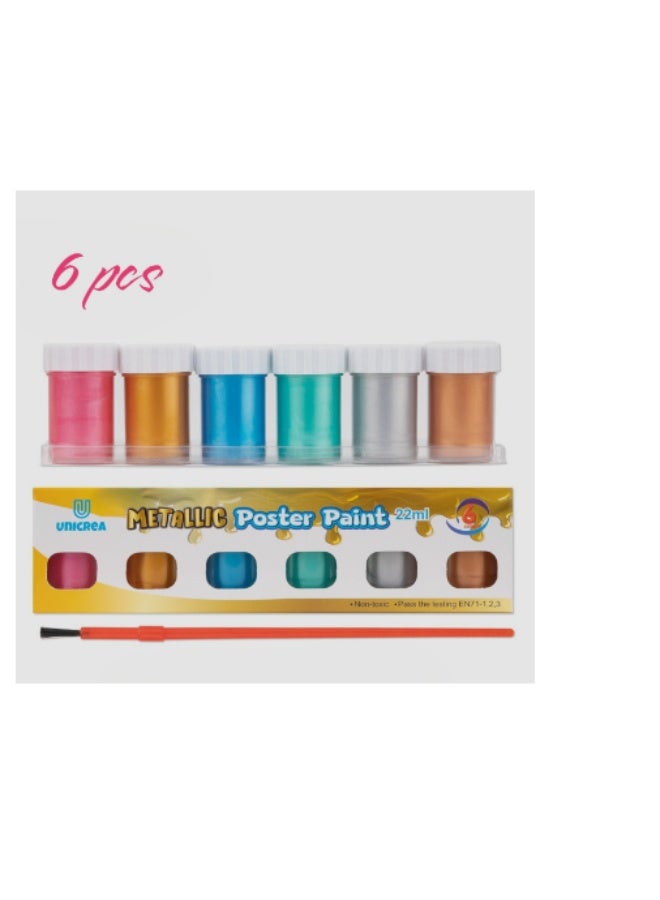 Metallic Poster Paint Set - 6 Vibrant Colors - Image 3