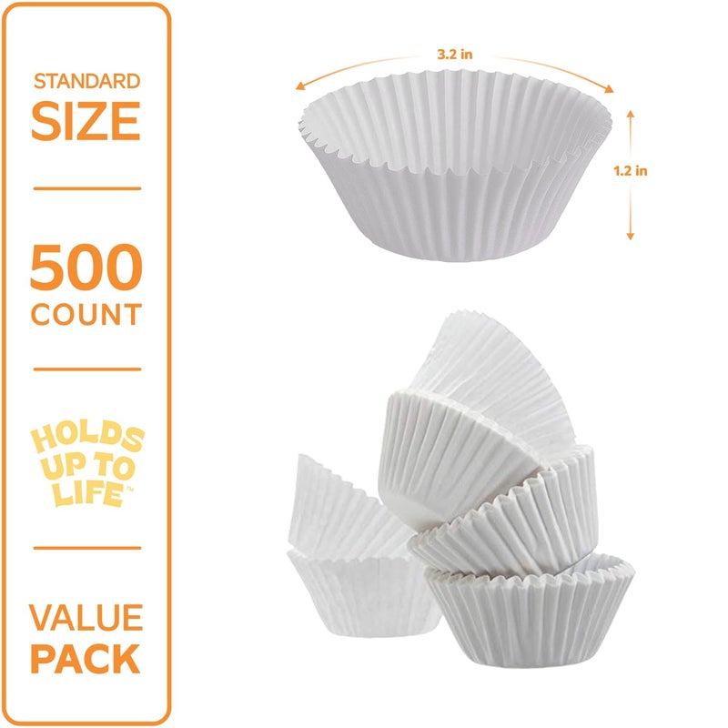 GUSTO White Cupcake Liners [500 Count] - Grease-Proof, Food-Grade Baking Cups - Standard Muffin Liners for Cupcakes, Muffins, Mini Cakes & More - Oven, Microwave, Freezer Safe - Formerly Comfy Package - Image 2