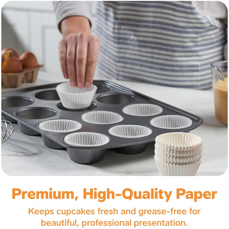 GUSTO White Cupcake Liners [500 Count] - Grease-Proof, Food-Grade Baking Cups - Standard Muffin Liners for Cupcakes, Muffins, Mini Cakes & More - Oven, Microwave, Freezer Safe - Formerly Comfy Package - Image 3