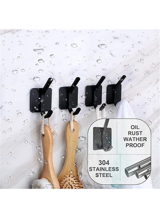 8 حزمة جدار الخطايق ، 304 الفولاذ المقاوم للصدأ اللاصق معلقة الخطايق ، لا الحفر الثقيلة للماء منشفة خطاية رداء شنق للمطبخ المنزلي مكتب الحمام (أسود / 8pcs) - Image 4