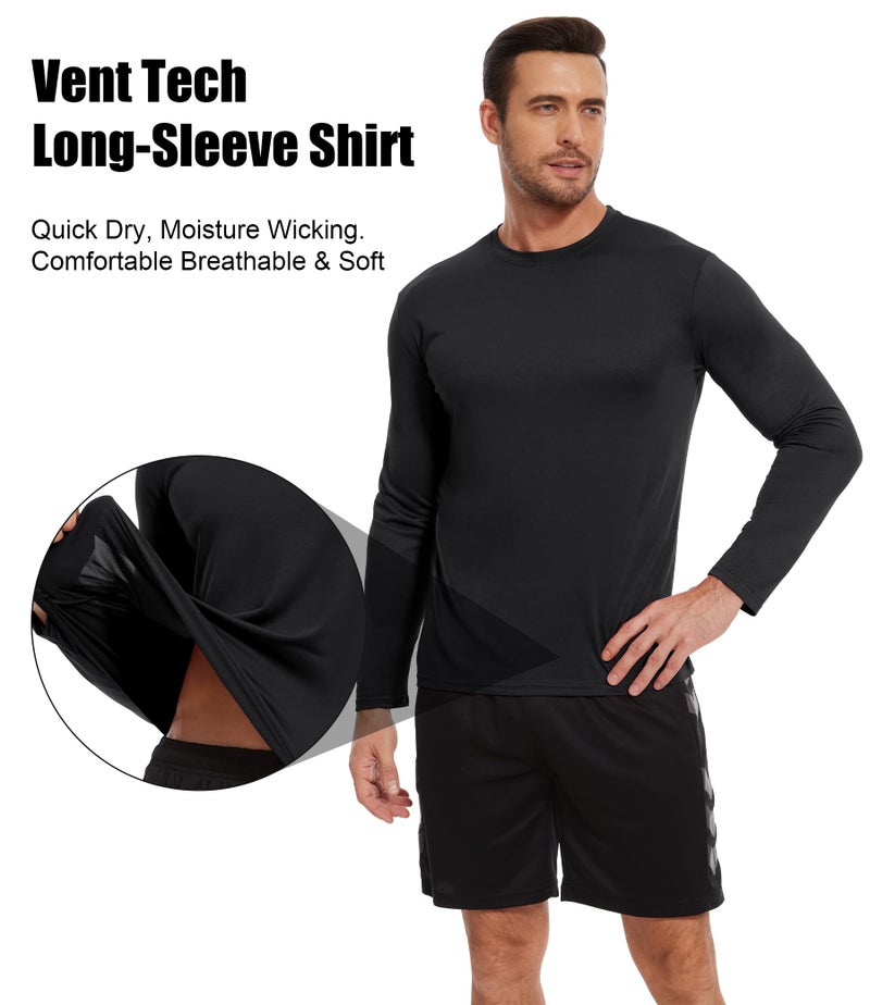 Kinglaman 7 Pack Men Dry Fit Workout Long Sleeve Athletic Gym UPF SPF UV Sun Protection Quick Dry Lightweight Shirts 1 Black 1 Grey 1 Heather Grey 1 Blue 1 Dark Blue 1 Dark Green 1 Wine X-Large - Image 4