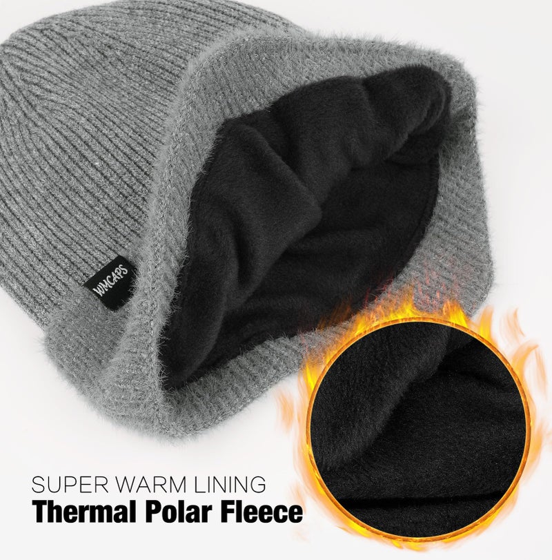 Wmcaps Winter Fleece Line Beanie with Earflap for Men Women, Outdoor Warm Thermal Knitted Hat Stocking Caps (Navy Blue) - Image 4