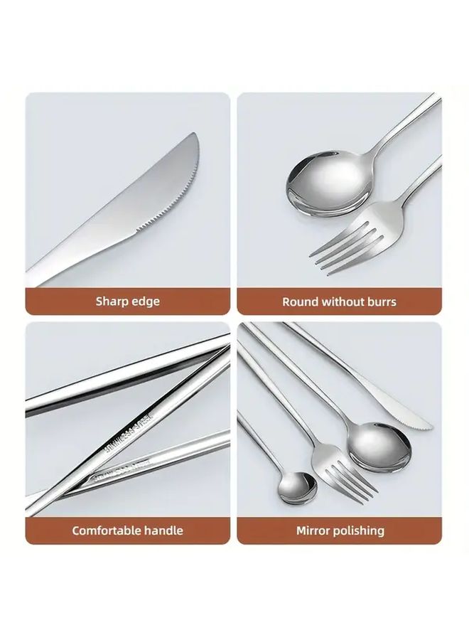Black Golden Stainless Steel Portable Cutlery Set 5pcs Rust Resistant Dishwasher Safe - Image 4