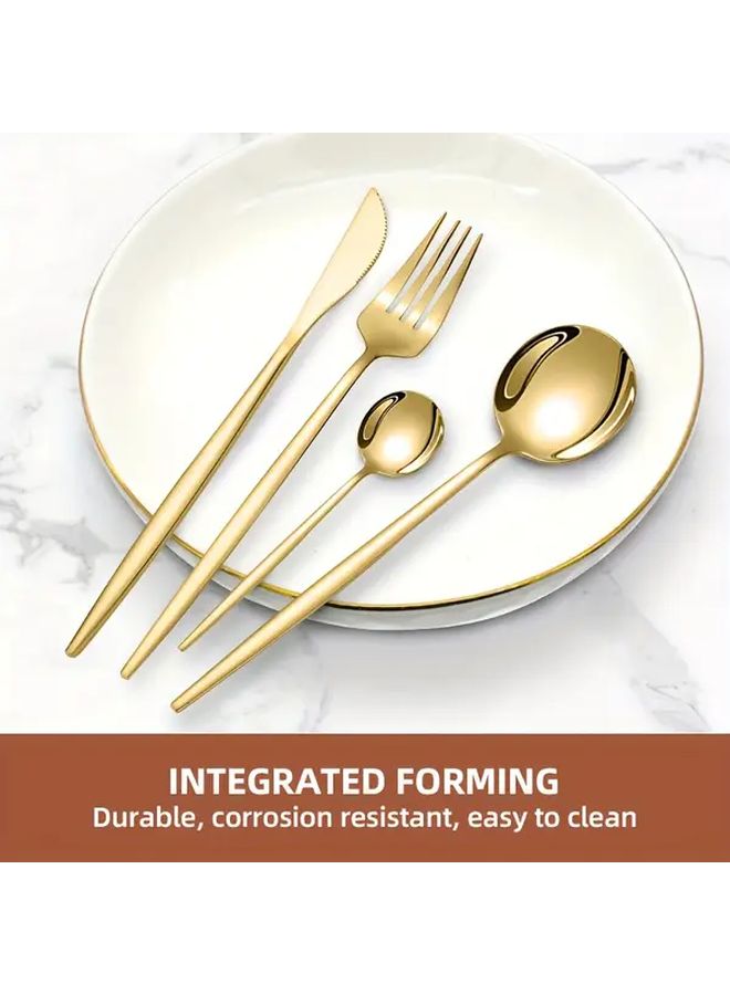 Black Golden Stainless Steel Portable Cutlery Set 5pcs Rust Resistant Dishwasher Safe - Image 2